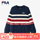 FILA斐樂(lè )童裝兒童毛衣2024冬季男中大童休閑保暖寬松編織衫 夜機藍-NV 165cm