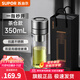 蘇泊爾（SUPOR）一鍵開(kāi)蓋玻璃杯雙層防燙茶水分離男士泡茶車(chē)載水杯便攜商務(wù)禮盒裝 【禮盒裝】茶倉款350ml