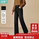 茵曼（INMAN）茵曼加絨復古休閑分割直筒牛仔褲2025冬女裝新款顯瘦長(cháng)褲 午夜黑 29