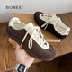 寶人德訓鞋情侶款2025秋季新款男士復古休閑鞋女士阿甘鞋百搭運動(dòng)板鞋 棕色 37