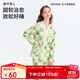 都市麗人V領(lǐng)開(kāi)襟牛奶絲甜美卡通印花外穿四季長(cháng)袖睡衣家居服套裝女2H41Z5