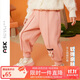 ASK JUNIOR女童褲子25秋冬保暖小童立體小兔華夫格長(cháng)褲復合毛絨褲 粉色 120
