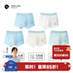 Q21小海綿內褲兒童男女童寶寶透氣抑菌不夾屁屁平角短褲 男平角-奶白米色荷綠奶藍璃藍 5條 100 建議體重26-31斤