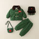 芳透軍大衣嬰兒服裝 冬季加絨加厚軍綠套裝兒童分衣嬰幼兒拜年服裝 【軍綠色分體】寶寶上衣+包包+帽子褲子 120