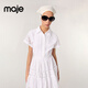 Maje2025春夏女裝法式時(shí)尚白色鏤空花紋刺繡翻領(lǐng)短款收腰連衣裙 白色 L