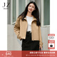 玖姿·安娜蔻韓系休閑風(fēng)連肩按扣拉鏈落肩短風(fēng)衣女2024秋款 卡其 S