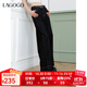 LAGOGO不易褪色高腰顯瘦闊腿褲女拉谷谷2025年秋季新款通勤褲子 牛仔黑 M
