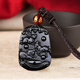 妙韻生肖兔羊豬三合吊墜黑曜石男女款吉祥物卯未亥項(xiàng)鏈羊兔形飾物掛件 兔羊豬-小號(hào)褐色繩款