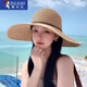 啄木鳥(niǎo)防曬帽子女夏天遮陽(yáng)草帽大檐太陽(yáng)帽休閑沙灘帽海邊出游優(yōu)雅可折疊 卡其色 可調節(54-59cm)