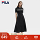 FILA斐樂(lè )官方女子連衣裙2025夏新款時(shí)尚休閑簡(jiǎn)約修身短袖連身裙 正黑色-BK S 160/80A/S