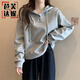 芭芙達妮ins超火衛衣女春秋薄款寬松韓版潮學(xué)生百搭長(cháng)袖連帽衫上衣服外套 灰色:-春秋薄款 L