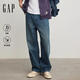 蓋璞（GAP）男裝冬季經(jīng)典款復合暖感加絨寬松直筒保暖牛仔褲休閑褲829753