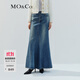 MO&Co.【NOIR系列】牛仔半身裙春夏匠工洗磨設計感魚(yú)尾裙摩安珂 牛仔藍色 M 165