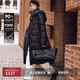 LILY冬新款女裝超輕連帽防風(fēng)收腰保暖鴨絨羽絨服外套女長(cháng)款 510黑 S