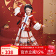 旗鉑漢服女童冬季2025新款拜年服兒童中國風(fēng)漢服唐裝女孩紅色喜慶過(guò)年 小財神 150