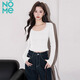 NOME長(cháng)袖t恤女早秋新款辣妹內搭打底衫短款高腰上衣 白色 M 