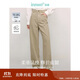 茵曼簡(jiǎn)約通勤闊腿直筒長(cháng)褲夏秋女裝高腰顯瘦寬松休閑褲子 淺卡其 28 