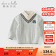 戴維貝拉（DAVE＆BELLA）冬裝純棉寶寶衣服學(xué)院風(fēng)男童上衣假兩件小童衣服兒童毛衣套頭衫 極地灰【現貨】 110 cm（建議身高100-110cm）