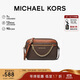 MICHAEL KORS禮物輕奢MK女包JET SET ITEM老花相機包 大號 深棕色/牛皮棕