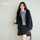 伊芙麗（eifini）【送圍巾】蔣欣代言羊毛羊絨連帽拉鏈短款大衣毛呢外套2025冬季 藏冬青 短款 綿羊毛羊駝毛羊絨 S 105-115斤