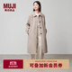 無(wú)印良品（MUJI）女式 羊毛混 立領(lǐng)大衣毛呢大衣外套中長(cháng)款女款秋冬 BD0Z6A4A 淺米色 M (160/84A)