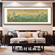 摩馬藝品千里江山圖山水畫(huà)客廳裝飾畫(huà)中式掛畫(huà)沙發(fā)背景畫(huà)宋氏美學(xué)國畫(huà) 雅致紅褐實(shí)木畫(huà)框【免費安裝】 70x182cm（館藏絲絹畫(huà)芯）