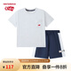 NEW BALANCE【涼感】童裝男女兒童夏透氣短袖短褲兩件套ND2SF3Z153淺灰色 140