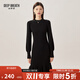 深呼吸DEEP BREATH女裝高腰燈籠袖羊毛針織魚(yú)尾小黑裙連衣裙A500219 黑 L (4碼)