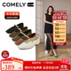 康莉（COMELY）低跟瑪麗珍鞋女25年春復古金幣方頭多寶鞋羊皮絲絨鞋 墨綠色 37 