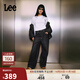 Lee25秋冬新品舒適五袋款黑灰色女高腰闊腿牛仔褲 黑灰色  29 