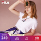 斐樂(lè )（FILA）官方女士短袖T恤夏印花運動(dòng)女裝針織短袖套頭衫小熊T刺繡上衣 標準白-WT S 160/80A
