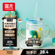 富光玻璃杯家用兒童牛奶杯子帶刻度吸管水杯男女寶寶沖泡奶粉杯帶把手