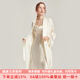 珊目爾【曠野美拉德】真絲睡衣女100%桑蠶絲睡裙睡袍兩件套高級感晨袍 米白色 M (160)適合80-105斤穿著(zhù)
