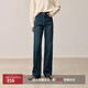 LILY冬新款女裝復古全棉中高腰水洗百搭通勤直筒褲牛仔褲女款 419牛仔藍 M