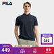 FILA 斐樂(lè )官方男子針織短袖POLO衫2025秋季新款基礎休閑涼感上衣 傳奇藍-NV L 175/96A/L