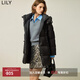 LILY冬新款女裝純色百搭立領(lǐng)連帽寬松面包服90白鴨絨羽絨服女 510黑 M