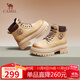 駱駝（CAMEL）大黃靴女時(shí)髦擦色粗跟戶(hù)外工裝馬丁靴 L24W076611 杏色(5孔) 38