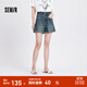 Semir[商場(chǎng)同款]森馬牛仔褲女時(shí)尚潮流做舊2024夏新款涼感寬松翻邊短褲 牛仔藍灰88401-涼感 M
