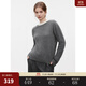 ELLE【祝緒丹同款】法式山羊絨針織衫女25冬新款打底衫圓領(lǐng)毛衣 深灰 S
