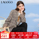 LAGOGO復古格紋正肩西裝外套拉谷谷春秋新品通勤氣質(zhì)西裝外套女 混色(Y0) M
