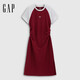 蓋璞女裝2025秋季新款刺繡logo插肩棉質(zhì)短袖捏褶針織連衣裙791261