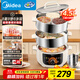 美的（Midea）不銹鋼電蒸鍋 電煮鍋14.5L蒸鍋 自研環(huán)繞蒸少冷凝水蒸包子蒸饅頭不銹鋼蒸籠 新品多功能鍋 ZGC2899