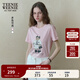Teenie Weenie小熊女裝T恤2025秋季新款精美重工刺繡通勤短袖上衣 淺粉色 M