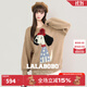 LALABOBO【鄧佳鑫同款】LALABOBO毛織25年秋新原創(chuàng  )毛衣巨好看印花圓領(lǐng)外套 咖色 M
