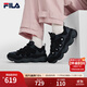 FILA 楊冪同款 斐樂官方女鞋豌豆鞋厚底老爹鞋2024冬新款休閑運動鞋 黑/影黑灰-BD 37.5