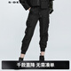 S.DEER圣迪奧2022女裝通勤個(gè)性松緊插袋口袋羅紋工裝運動(dòng)休閑長(cháng)褲 黑色/91 M 165