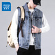 真維斯（Jeanswest）時(shí)尚牛仔衣馬甲男外套春秋季2026新款大碼工裝背心外搭開(kāi)衫 淺藍 XL