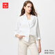 優(yōu)衣庫女裝法國麻襯衫長(cháng)袖襯衣上衣空調衫薄外套475647 00 白色 M /160/84A