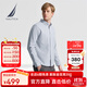 諾帝卡（NAUTICA）【商場(chǎng)同款】男裝春秋新款全棉千鳥(niǎo)格經(jīng)典舒適格紋襯衫男WO4300 灰藍4UW XL