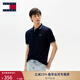 TOMMY JEANS【潮流鑲邊】25春夏新款男裝純棉珠地網(wǎng)眼翻領(lǐng)短袖T恤POLO衫 藏青色C1G S